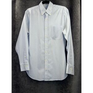 Peter‎ Millar Nantucket Easy Care Men's Medium Blue Check Button Down Shirt